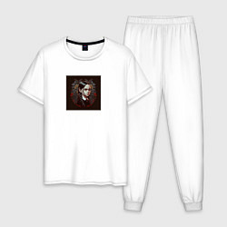 Пижама хлопковая мужская Уэнсдэй Аддамс арт, цвет: белый