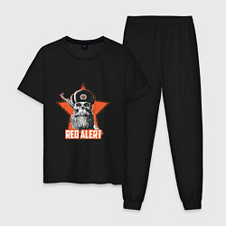 Пижама хлопковая мужская Красная тревога, Red Alert, цвет: черный