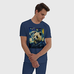 Пижама хлопковая мужская Панда Ван Гога, цвет: тёмно-синий — фото 2
