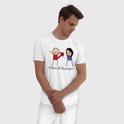 Пижама хлопковая мужская С Днем святого Валентина - человечки, цвет: белый — фото 2