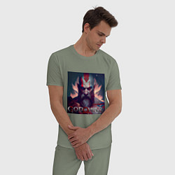 Пижама хлопковая мужская Кратос, бог войны, цвет: авокадо — фото 2