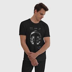 Пижама хлопковая мужская Патент на наушники, цвет: черный — фото 2