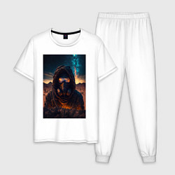 Пижама хлопковая мужская Пусстынный странник, цвет: белый