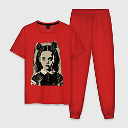Пижама хлопковая мужская Wednesday Adams иллюстрация, цвет: красный