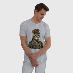 Пижама хлопковая мужская Котик в шинели, цвет: меланж — фото 2
