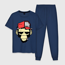 Пижама хлопковая мужская Monkey Swag, цвет: тёмно-синий