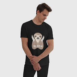Пижама хлопковая мужская Sloth, цвет: черный — фото 2