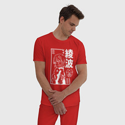 Пижама хлопковая мужская Аянами рей из аниме евангелион, цвет: красный — фото 2