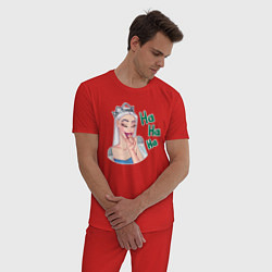 Пижама хлопковая мужская Снежная королева хихикает, цвет: красный — фото 2