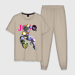 Пижама хлопковая мужская Star Platinum stand of Jotaro Kujo - Jojo, цвет: миндальный