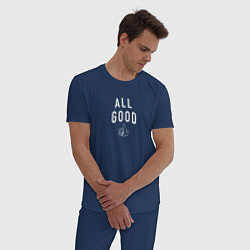 Пижама хлопковая мужская All good white, цвет: тёмно-синий — фото 2