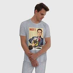 Пижама хлопковая мужская Кротовуха советский плакат, цвет: меланж — фото 2