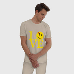 Пижама хлопковая мужская Smile love, цвет: миндальный — фото 2
