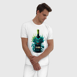 Пижама хлопковая мужская Вино за 2600, цвет: белый — фото 2