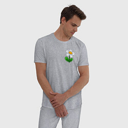 Пижама хлопковая мужская Мультяшный цветок ромашка, цвет: меланж — фото 2
