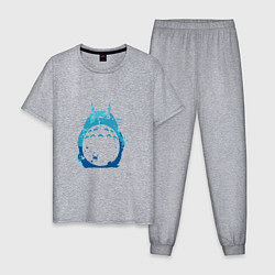 Пижама хлопковая мужская Blue Totoro, цвет: меланж