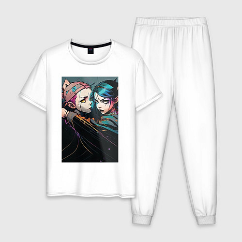 Мужская пижама Уэнсдэй и Энид подруги / Белый – фото 1