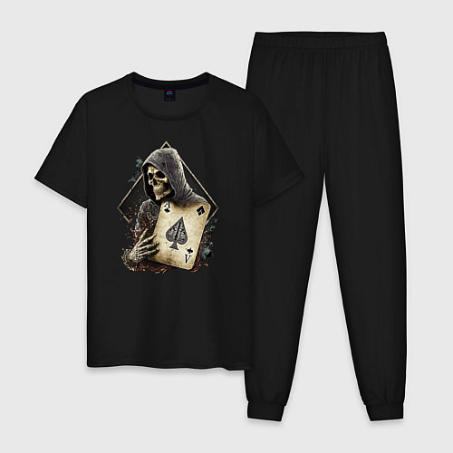 Мужская пижама Скелет с картой / Черный – фото 1