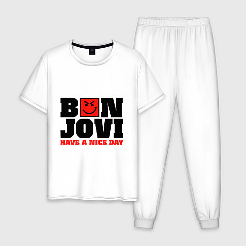 Мужская пижама Bon Jovi band / Белый – фото 1