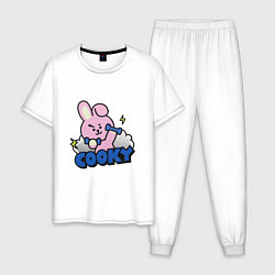Пижама хлопковая мужская Cooky BT21 Jungkook, цвет: белый