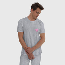 Пижама хлопковая мужская Розовое сердечко - мини, цвет: меланж — фото 2