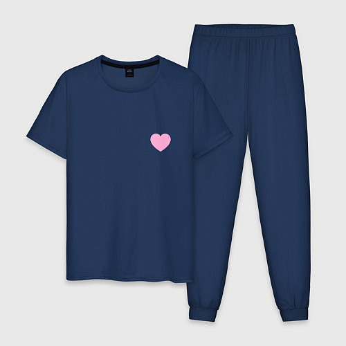 Мужская пижама Розовое сердечко - мини / Тёмно-синий – фото 1