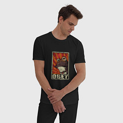 Пижама хлопковая мужская Obey frog, цвет: черный — фото 2