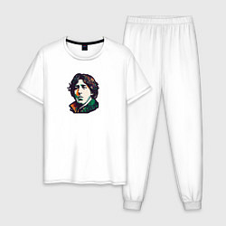 Пижама хлопковая мужская Оскар Уайльд арт, цвет: белый