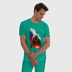 Пижама хлопковая мужская Злой русский медведь, цвет: зеленый — фото 2