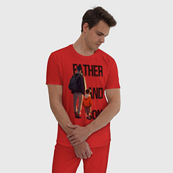 Пижама хлопковая мужская Сын и отец, цвет: красный — фото 2