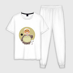 Пижама хлопковая мужская Миядзаки в костюме Тоторо, цвет: белый