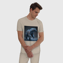 Пижама хлопковая мужская Железный медведь, цвет: миндальный — фото 2