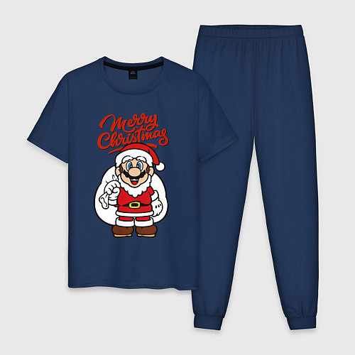 Мужская пижама Christmas Mario / Тёмно-синий – фото 1