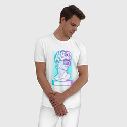 Пижама хлопковая мужская Давид на стиле, цвет: белый — фото 2