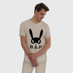 Пижама хлопковая мужская B A P big logo, цвет: миндальный — фото 2