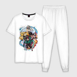 Пижама хлопковая мужская Истребители демонов аниме, цвет: белый