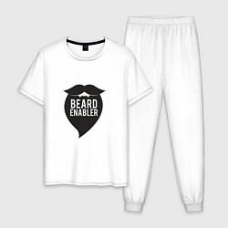 Пижама хлопковая мужская Beard enabler, цвет: белый