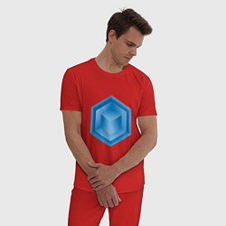 Пижама хлопковая мужская Многоугольник с кубом внутри, цвет: красный — фото 2