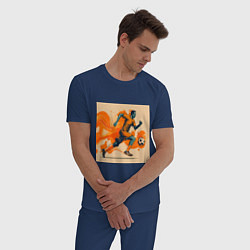 Пижама хлопковая мужская Рывок футболиста, цвет: тёмно-синий — фото 2