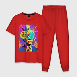 Пижама хлопковая мужская Andy Warhol - neural network - pop art, цвет: красный