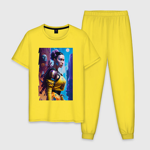 Мужская пижама Cyberpunk - character - neural network / Желтый – фото 1