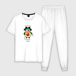 Пижама хлопковая мужская Авокадо Пират, цвет: белый