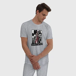 Пижама хлопковая мужская Зак Фостер на фоне манги, цвет: меланж — фото 2