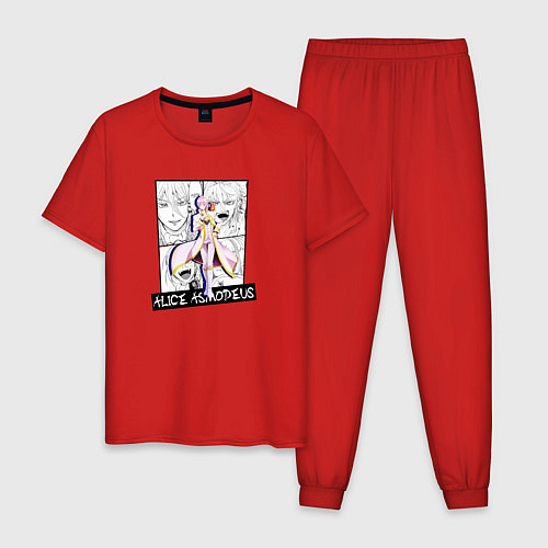 Мужская пижама Элис Асмодей на фоне манги / Красный – фото 1