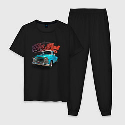 Пижама хлопковая мужская Пикап Chevrolet Apache 3100, цвет: черный