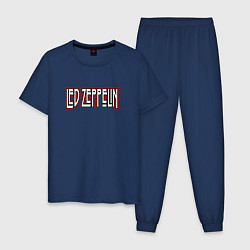 Пижама хлопковая мужская Led Zeppelin логотип, цвет: тёмно-синий