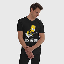 Пижама хлопковая мужская Iron Maiden Барт Симпсон рокер, цвет: черный — фото 2