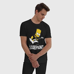 Пижама хлопковая мужская Scorpions Барт Симпсон рокер, цвет: черный — фото 2