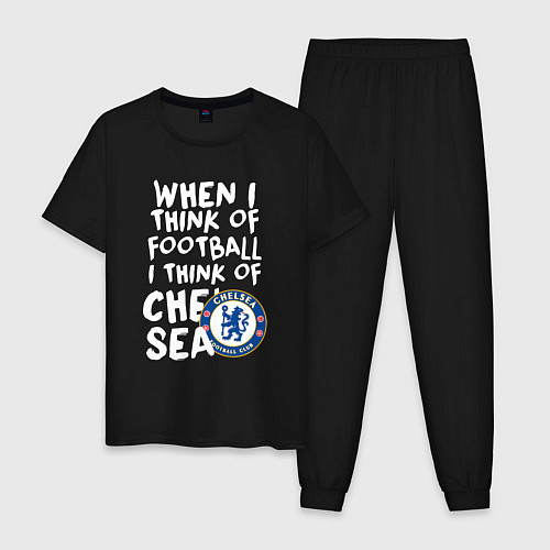 Мужская пижама Если я думаю о футболе, я думаю о Челси / Черный – фото 1
