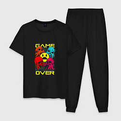 Пижама хлопковая мужская Game over inscription, цвет: черный